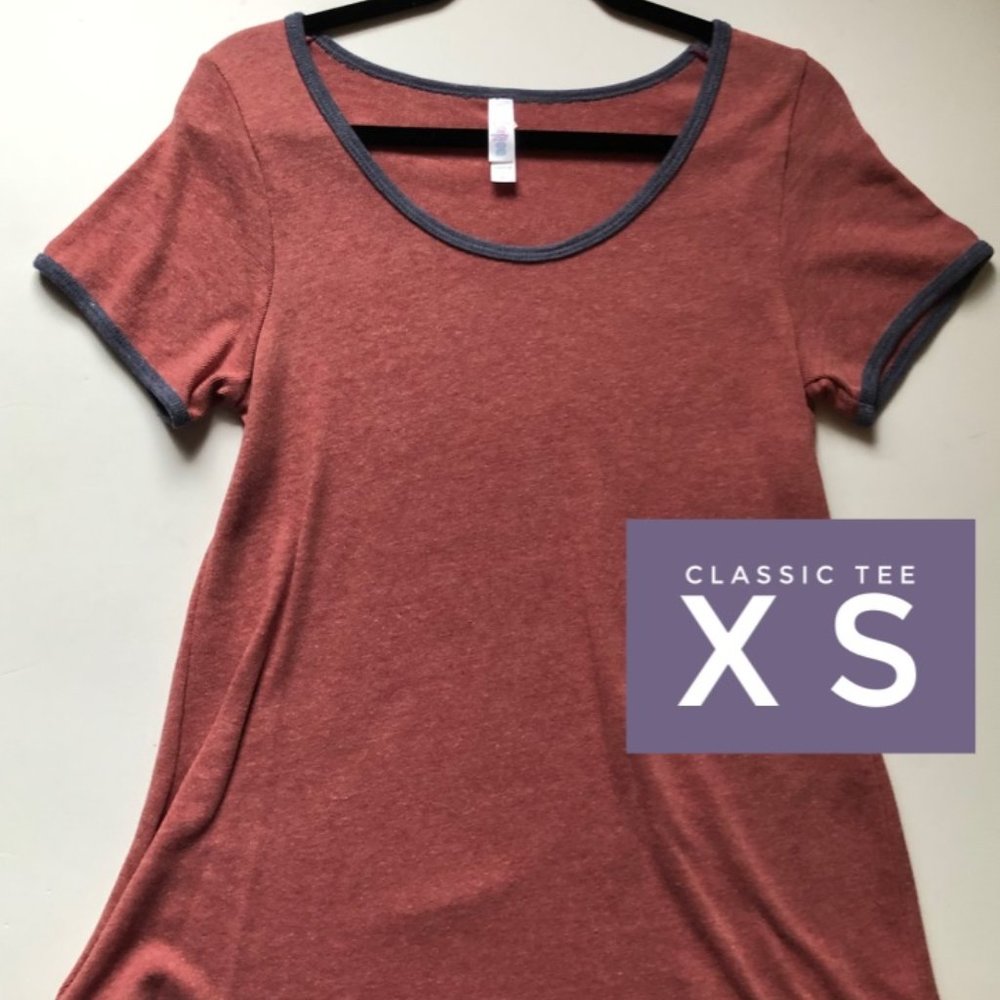 NWT LuLaRoe Classic T, Red with Dark Blue Trim, Size XS